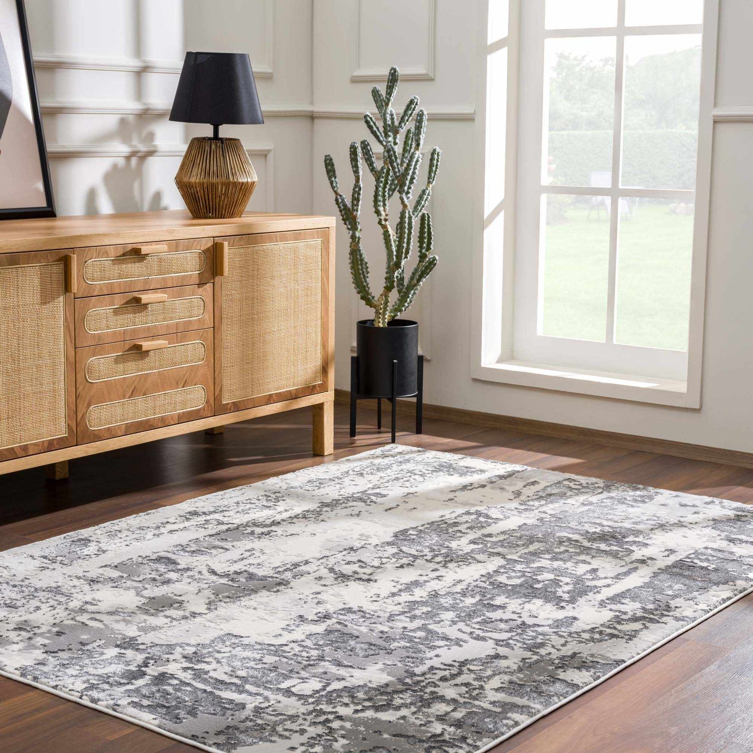 Junko Gray & Blue Marble Area Rug - Clearance