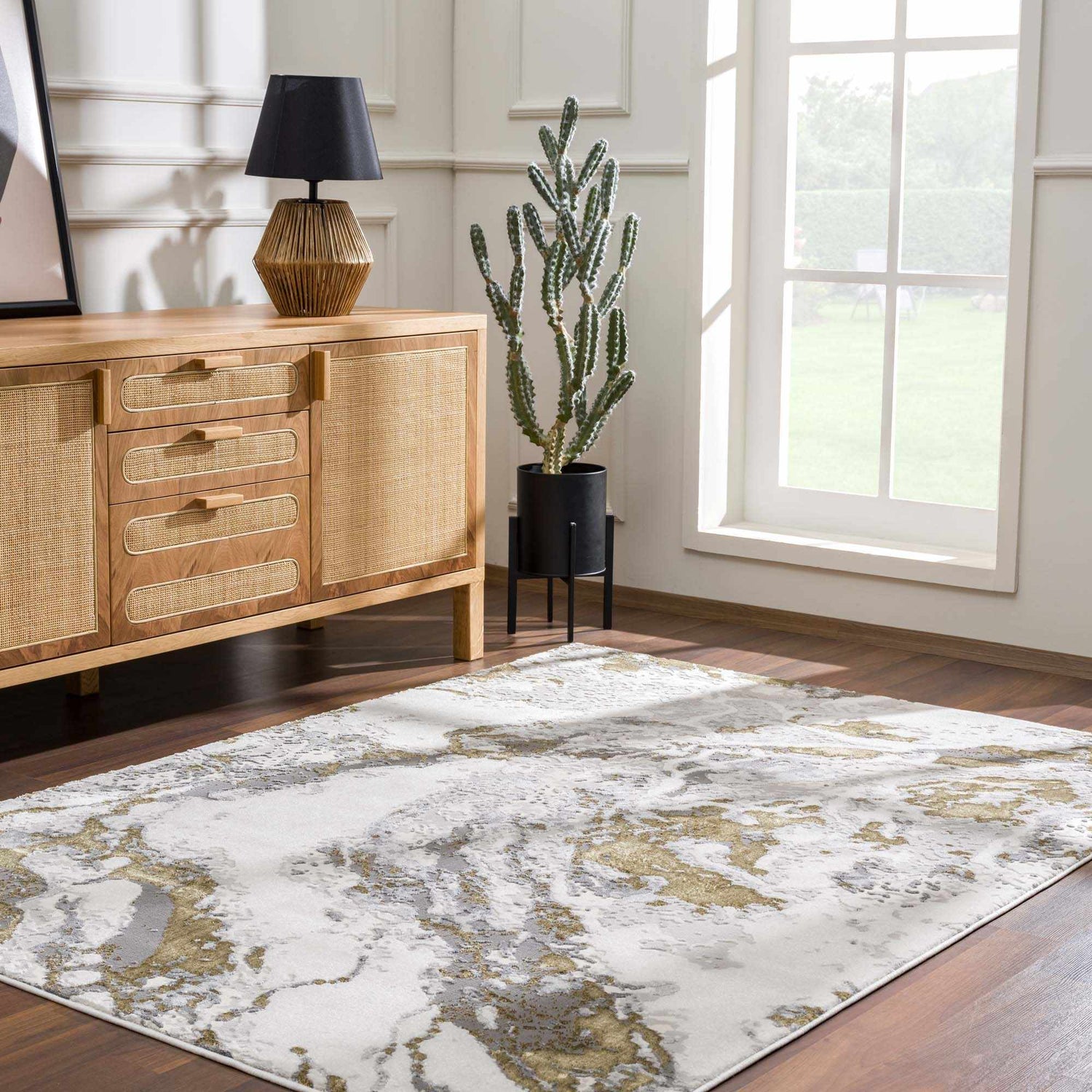 Kaleo Gray & Green Marble Area Rug - Clearance