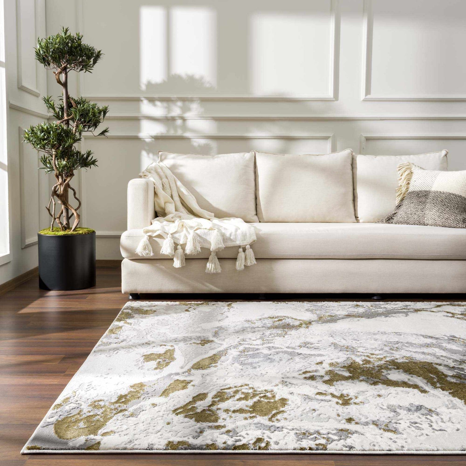 Kaleo Gray & Green Marble Area Rug - Clearance