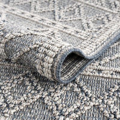 Diah Gray Blue Textured Trellis Rug - Limited Edition