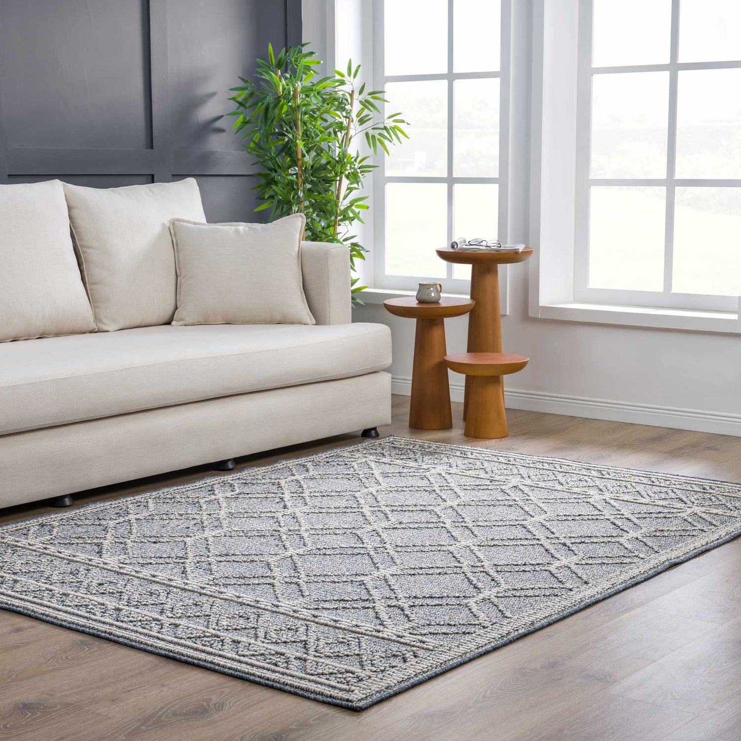 Diah Gray Blue & Bone Area Rug - Clearance