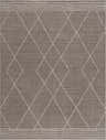 Close-up of Kami Area Rug. Dark beige rug with ivory diamond pattern and dotted border. Moroccan style. Design-Rectangle-810