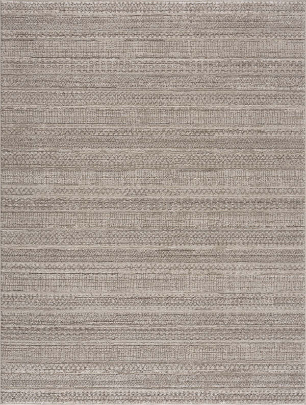 Close-up of the Nate Beige Tribal High Pile Carpet showing its beige and ivory tribal pattern and high pile texture. Design-Rectangle-810