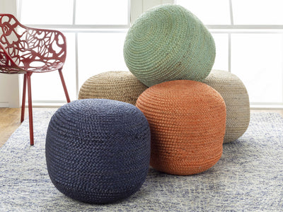 Jenkinjones Knitted Aqua Jute Pouf