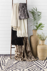Black Faux Fur Throw Blanket