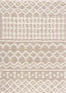 Close-up of the Prompton Cream Plush Area Rug featuring a geometric shag design in cream, light beige, and peach tones. Design-Rectangle-5373