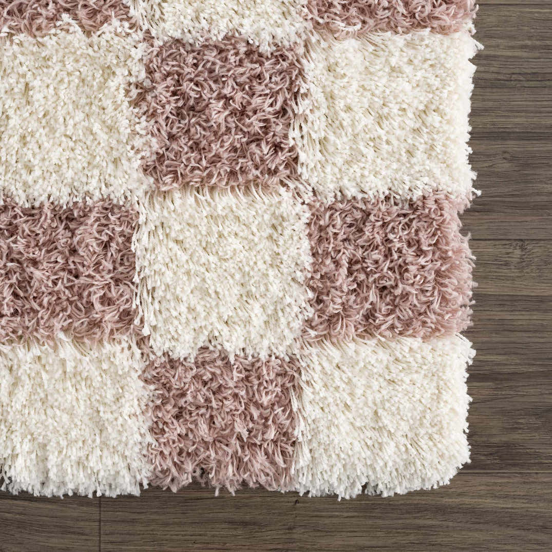 Atira Pink Checkered Shag Rug – Boutique Rugs