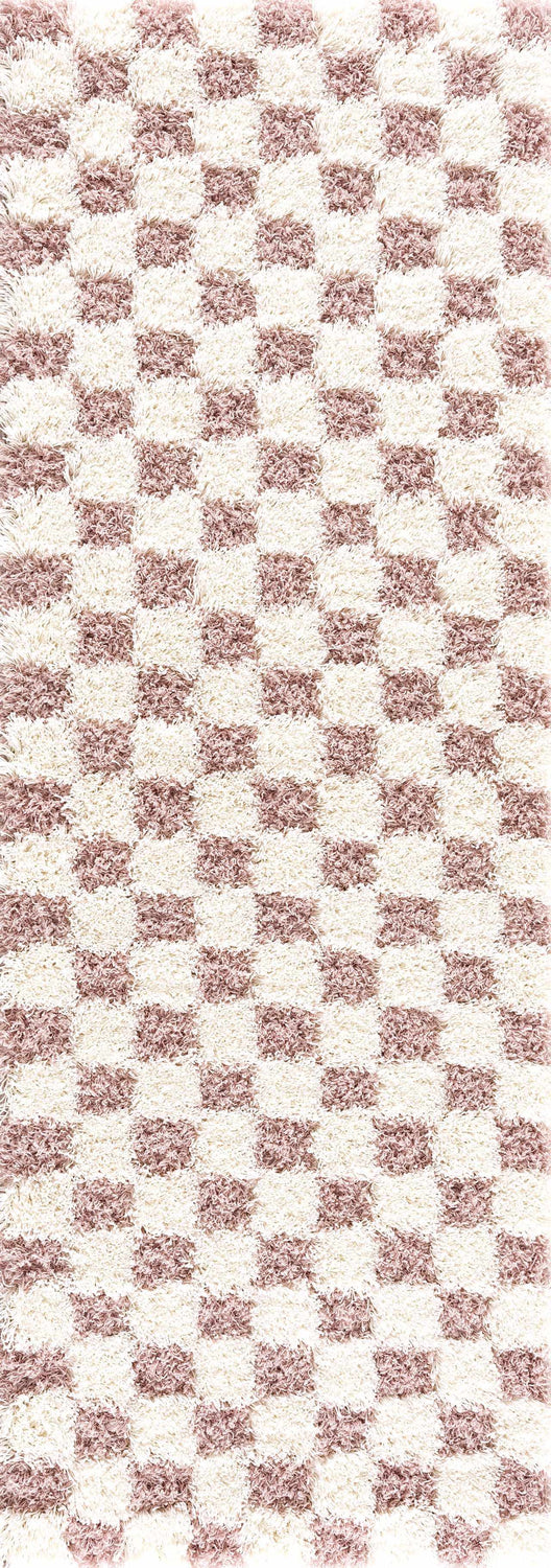Atira Pink Checkered Shag Rug