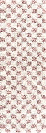 Atira Pink Checkered Shag Rug