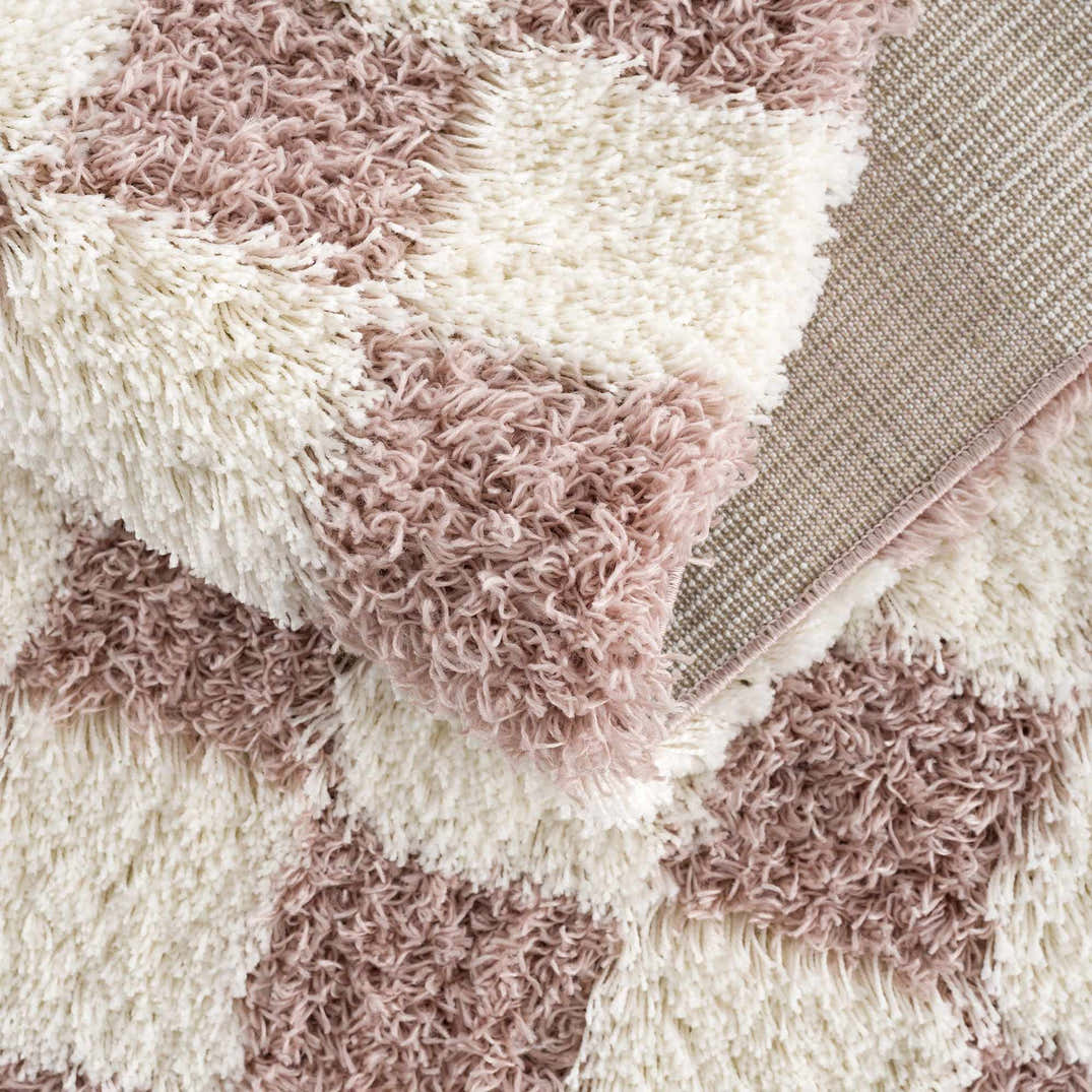 Atira Pink Checkered Shag Rug – Boutique Rugs