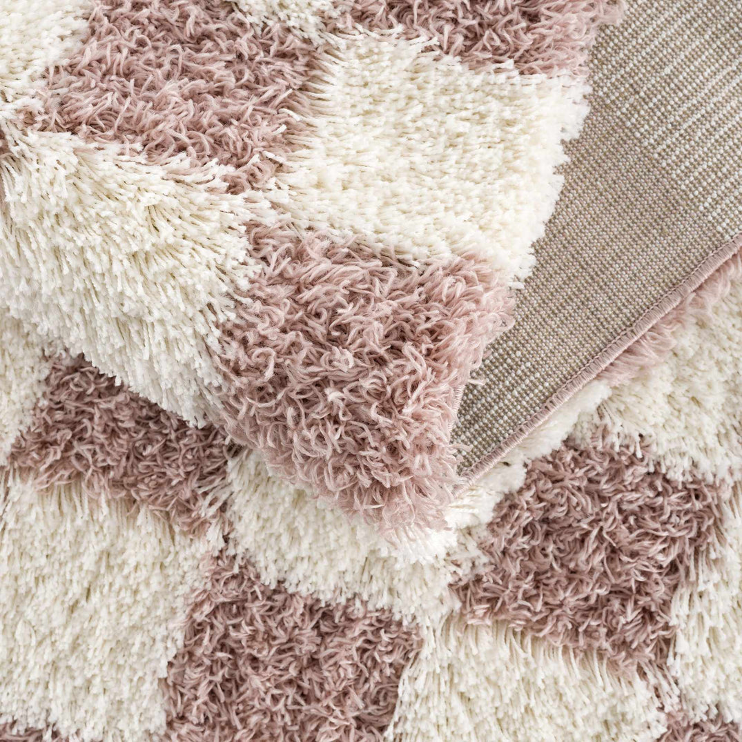 Atira Pink Checkered Shag Rug – Boutique Rugs
