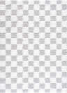 Close-up of the Atira Gray Checkered Area Rug. Light gray and white shag rug with a contemporary geometric checkerboard pattern. Design-Rectangle-537