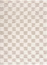 Close-up of the Atira Light Brown Checkered Area Rug, showcasing its cream and light brown shag geometric design. Design-Rectangle-537