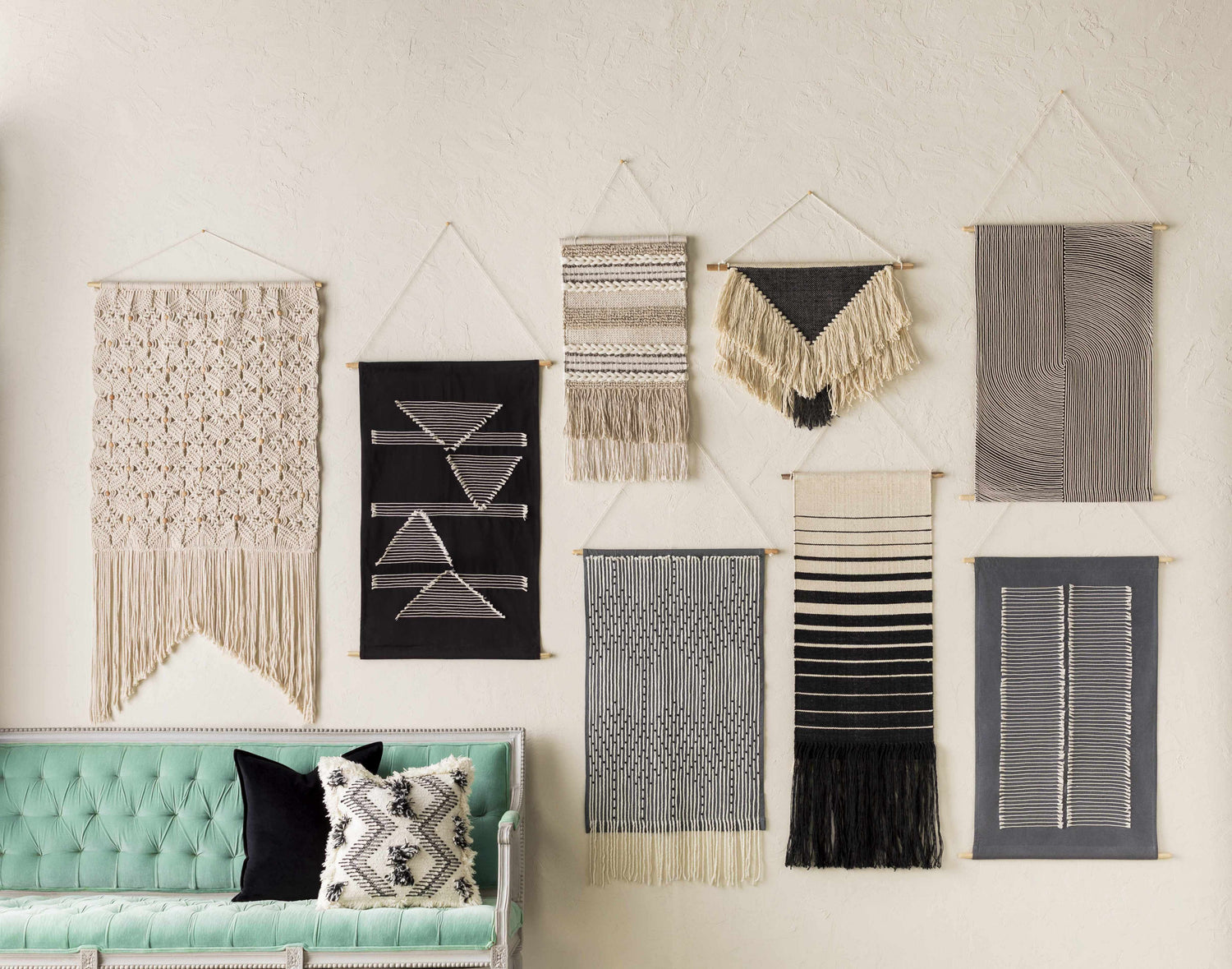 Lopez Navy Cotton Striped Wall Hanging