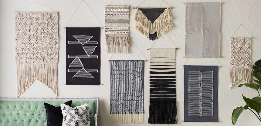 Lopez Navy Cotton Striped Wall Hanging