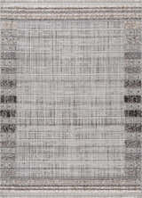 Close-up of the Naivasha Elegant High/Low Area Rug featuring charcoal, cream, and gray tones with a textured, geometric pattern. Design-Rectangle-537