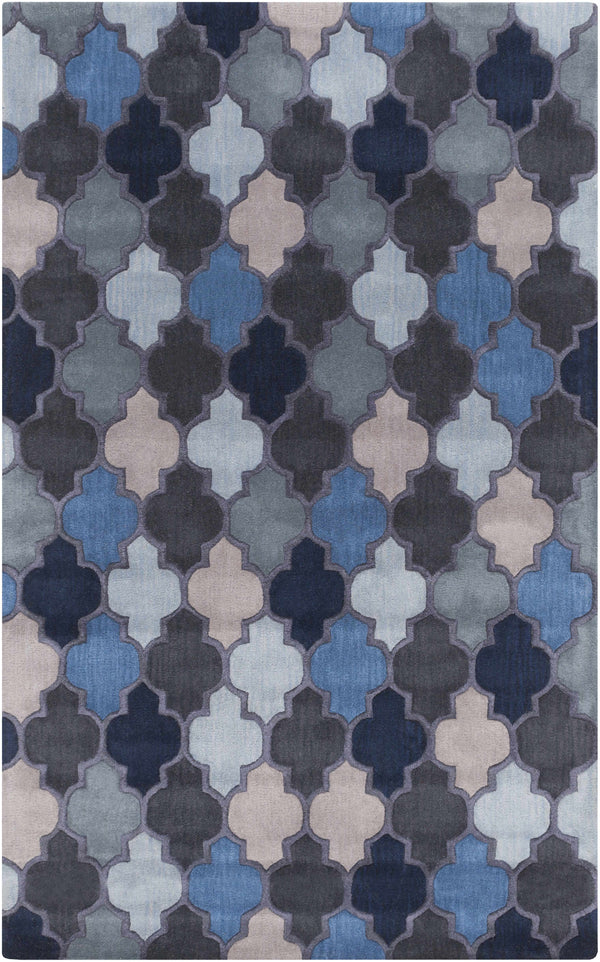 Aberfeldy 9x13 Blue Trellis Wool Area Rug - Clearance