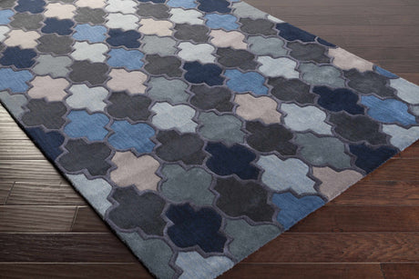 Aberfeldy 9x13 Blue Trellis Wool Area Rug - Clearance