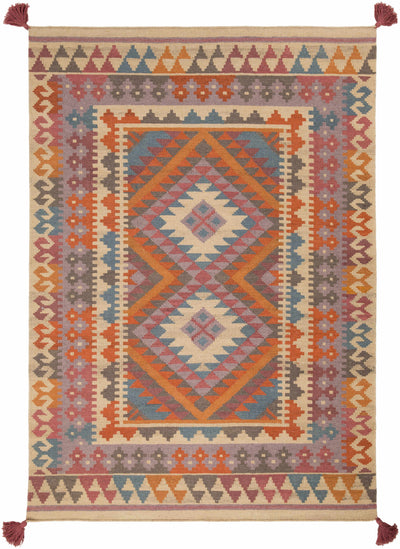 Absarokee Orange&Purple Colorful Wool Rug - Clearance