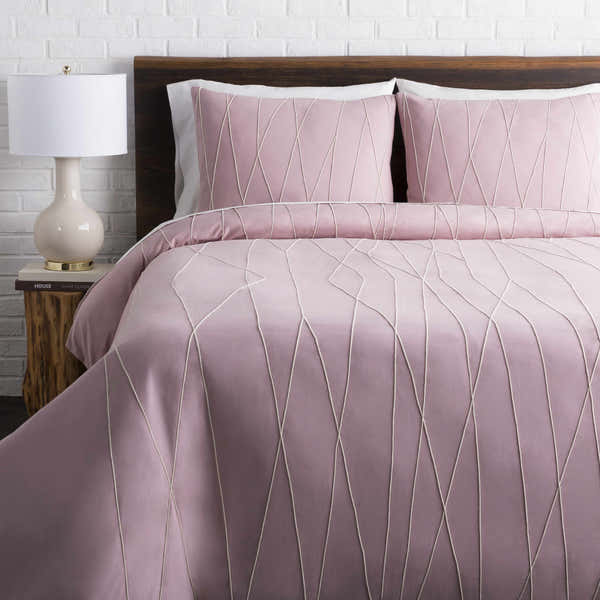 Adela Mauve Geometric Cotton Bedding Set - Clearance