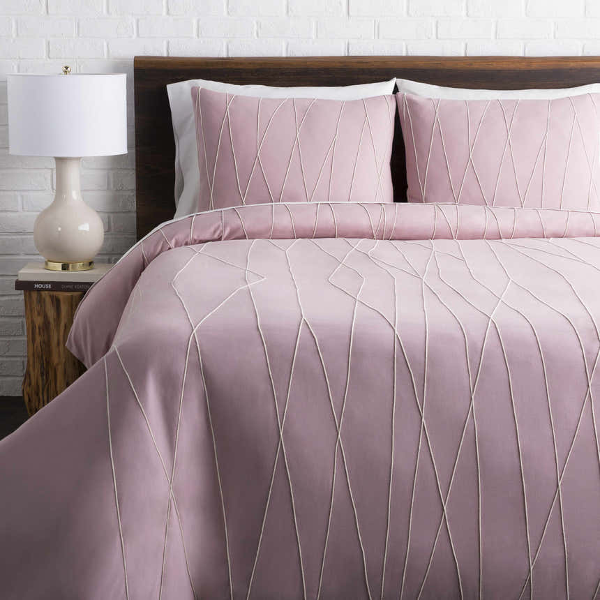 Adela Mauve Geometric Cotton Bedding Set