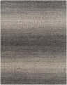 Close-up of the hand-knotted Adlay Area Rug. Bohemian style rug in black, charcoal, gray, and oatmeal with a diamond pattern. Design-Rectangle-810