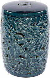 Daguioman Teal Leaf Ceramic Stool