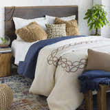 Arnaudville Cream Embroidered Square Pillow - Clearance