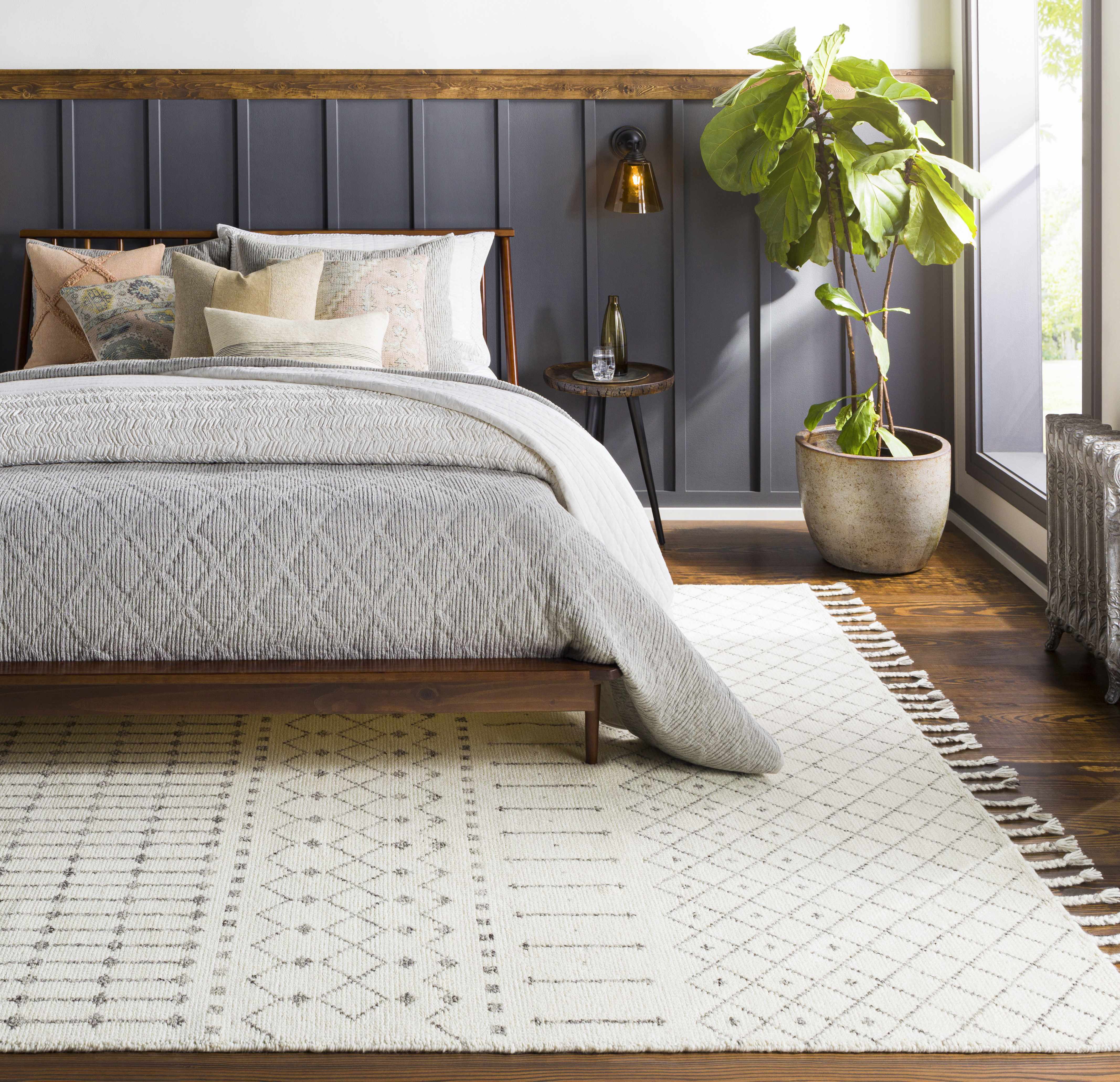 Pulilan Throw Pillow placed in a styled room setting, harmonizing with surrounding room decor. Transitional,Bohemian,Traditional Throw PillowsBacking  