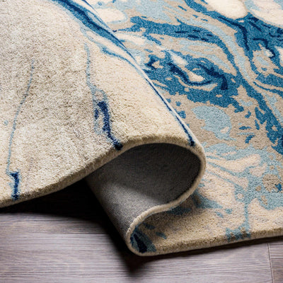 Agguga Blue Marble Look Wool&Viscose Rug