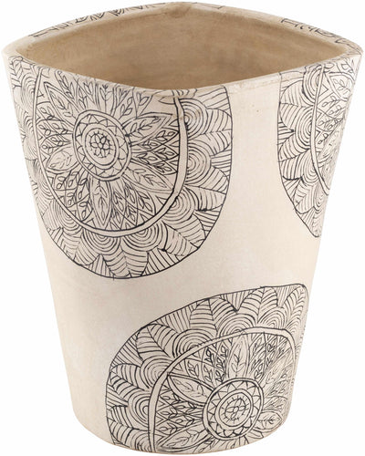 Bongabon White Terracotta Floral Planter