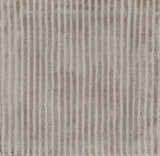 Close-up of the Ahmeek Area Rug. Medium gray rug with a subtle, textured stripe pattern. Hand-loomed viscose rug. Swatch