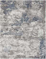 Close-up of Ainslie Gray Marble Rug. Abstract design in charcoal, dark blue, denim, light gray, navy, and white. Design-Rectangle-710102