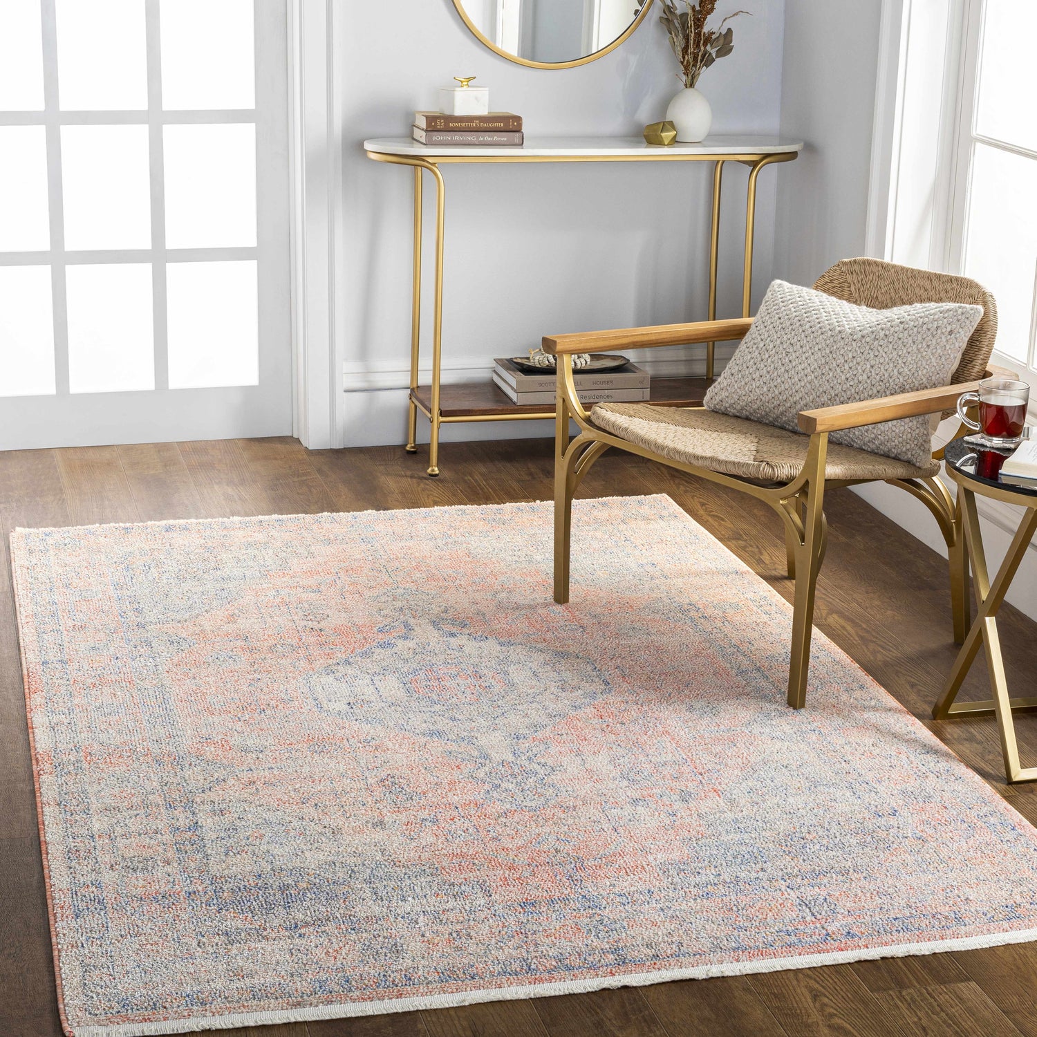 Akio Distressed Pink Area Rug - Clearance