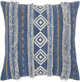 Akyaka Blue Geometric Fringe Throw Pillow - Clearance