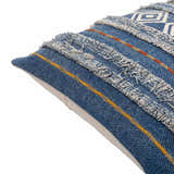 Akyaka Blue Geometric Fringe Throw Pillow - Clearance