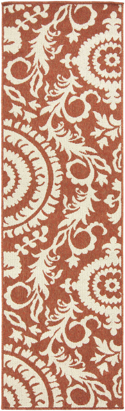 Alburnett Burnt Orange Floral Rug - Clearance