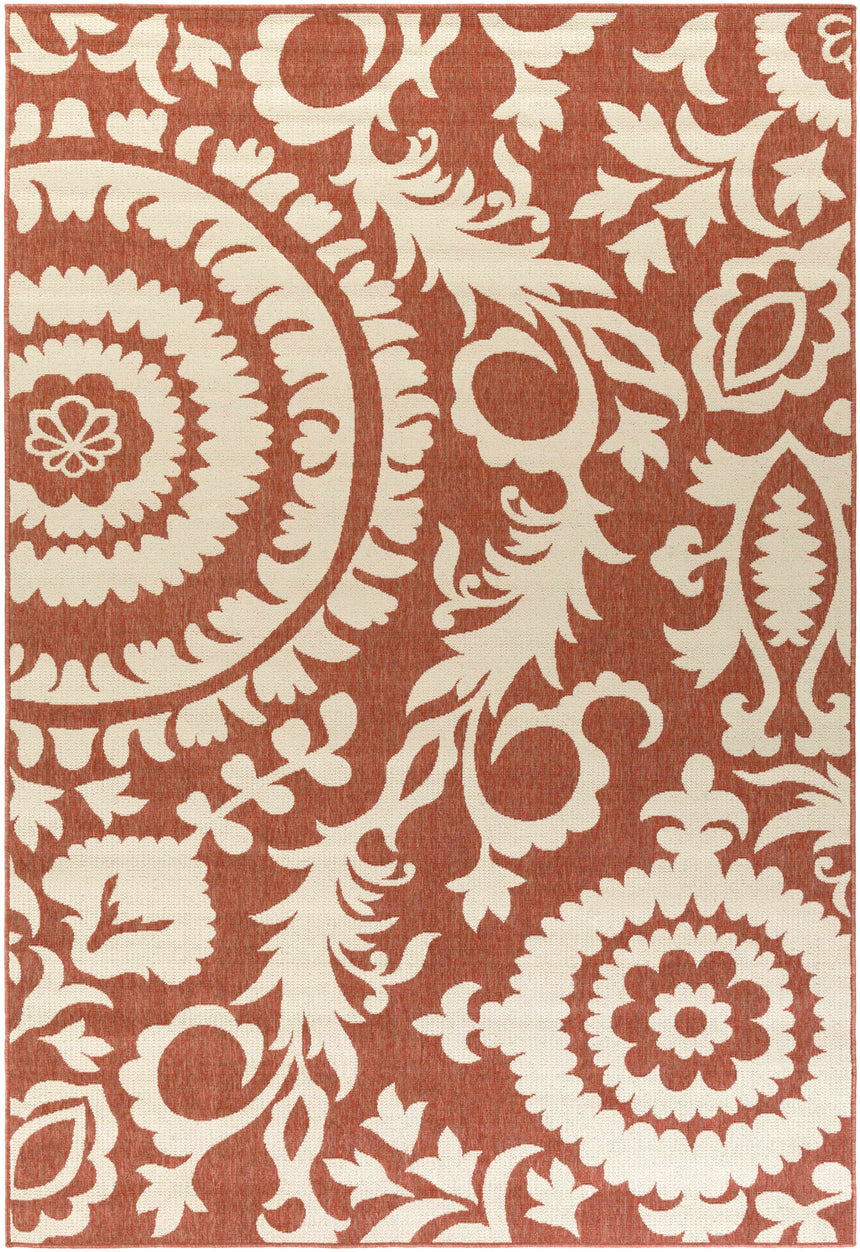 Alburnett Burnt Orange Floral Rug - Clearance