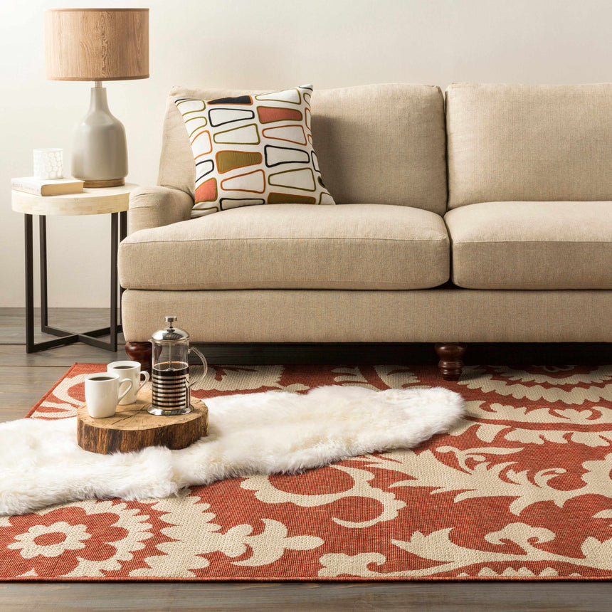 Alburnett Burnt Orange Floral Rug - Clearance