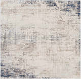 Alcove Abstract Area Rug with a modern design in dark blue, gray, and ivory hues. Polypropylene, machine woven texture. Design-Square-67