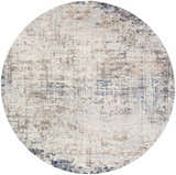 Round Alcove Abstract Area Rug with a contemporary design in dark blue, gray, and ivory hues. Design-Round-710
