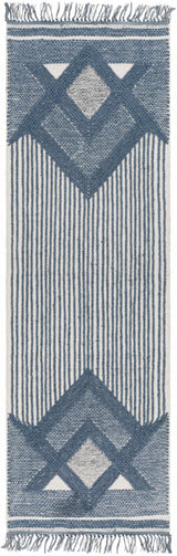 Aldbourne Blue Tassel Flatweave Wool Rug - Clearance