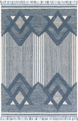 Aldbourne Blue Tassel Flatweave Wool Rug - Clearance