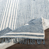 Aldbourne Blue Tassel Flatweave Wool Rug - Clearance