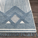 Aldbourne Blue Tassel Flatweave Wool Rug - Clearance