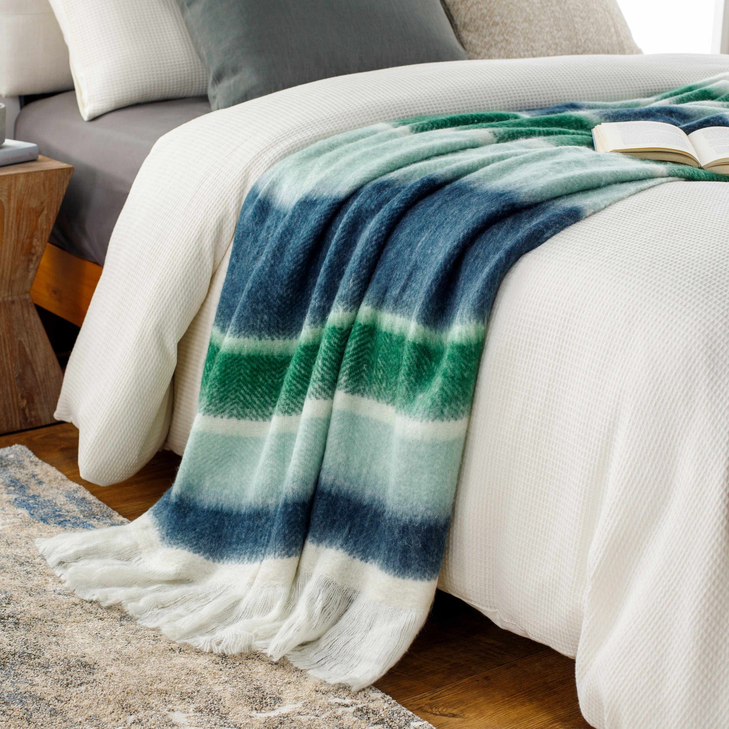Blue Green White Fleece Throw Blanket – Boutique Rugs