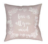 Love is All You Need Pink Outdoor Throw Pillow