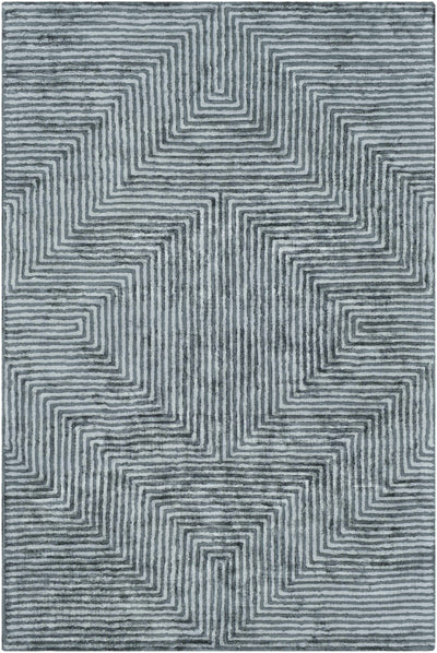 Quartz Patterned Sheen Blue/Green Viscose Rug