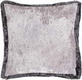 Alpine Silver Velvet Bordered Accent Pillow - Clearance