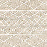 Close-up of Ambulong Area Rug. Hand-woven rug with cream and tan geometric diamond pattern and textured wool and cotton blend. Swatch